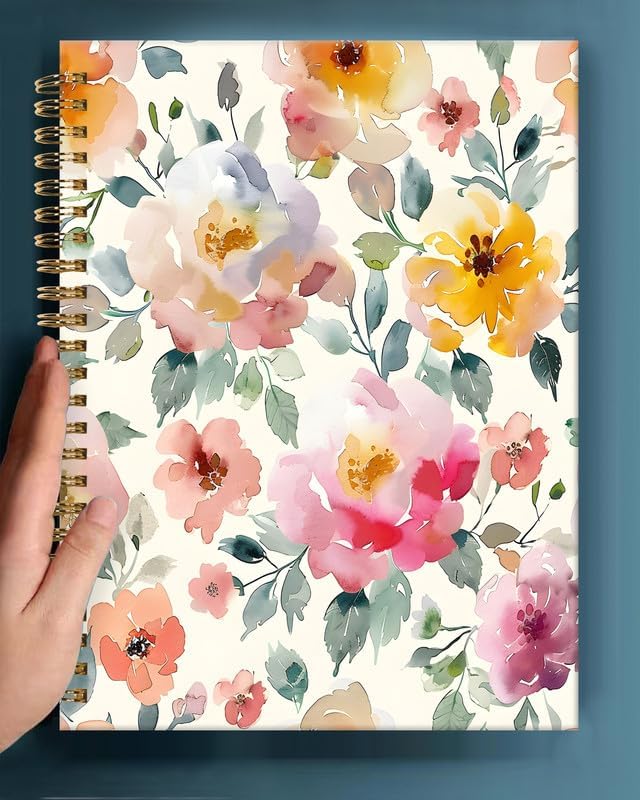 Spiral Journal Notebook,A5 Hardcover Lined Journals for Women Girl 6 x 8.3 in,120 Pages Thick Paper,Cute College Ruled Writing Notebook for Gifts Office Work School(Beautiful Floral)
