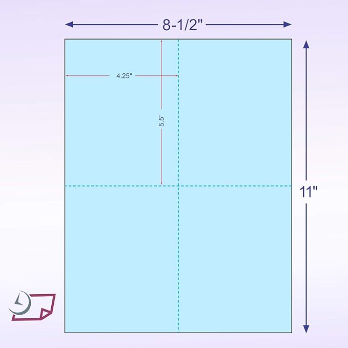 NextDayLabels - 8-1/2" x 11" Laser/Inkjet Postcards 4 Per Page, (4-1/4" x 5-1/2" Each Card | Blue, 200 Cards)