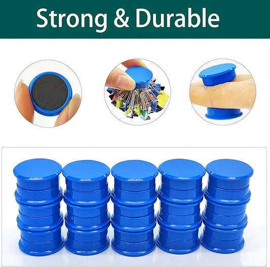 ZDZBLX Fridge Magnets, 30pcs Strong Refrigerator Magnets, Heavy Duty Small Magnets for Whiteboard, Office, Classroom, Lockers, Maps, DIY Crafts - Cute Mini Round Magnet for Fridge, Kitchen (Blue)