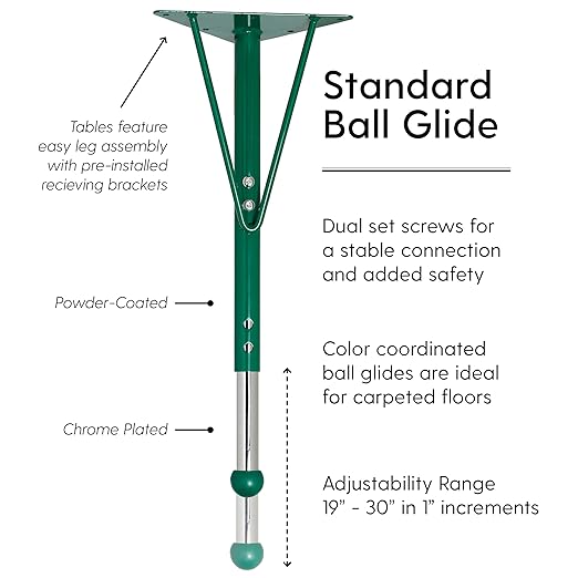 FDP Rectangle Activity School and Office Table (24 x 72 inch), Standard Legs with Ball Glides, Adjustable Height 19-30 inches - Gray Top and Green Edge