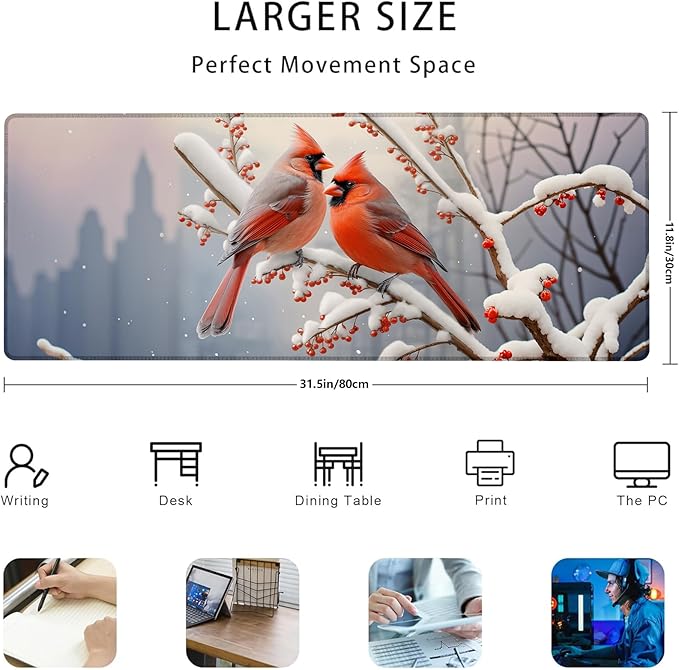 Cardinal Gaming Mouse Pad Gifts 31.5" x 11.8", Non-Slip Rubber Base MousePads for Computers Laptop School Office Home Accessories Decor, Mouse Pad, Keyboard Desk Mat