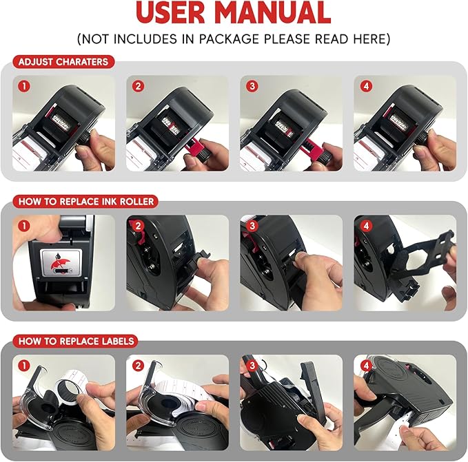 2 Pack 1 Line Price Gun, 0-9 Numbers Pricing Gun Handheld Price Tag Gun with 10,000 Blank White Price Labels Set,2 Ink Rollers, 1 Ink roll pre-Loaded for Grocery Store, Supermarket, Shopping Mall