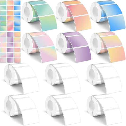 Ctosree 12 Rolls Printer Labels Adhesive Thermal Paper Waterproof Thermal Label Stickers Compatible with Phomemo M110 M221 M220 M120 M200 M110s Printer (Gradient Color,1.18 x 1.57 Inch)