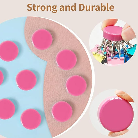 Fridge Magnets, 30Pcs Strong Small Magnets, Decorative Heavy Duty Refrigerator Magnets, Round Mini Cute Magnet for Whiteboard, Fridge, Locker, Classroom, Kitchen, Office, Berry Pink