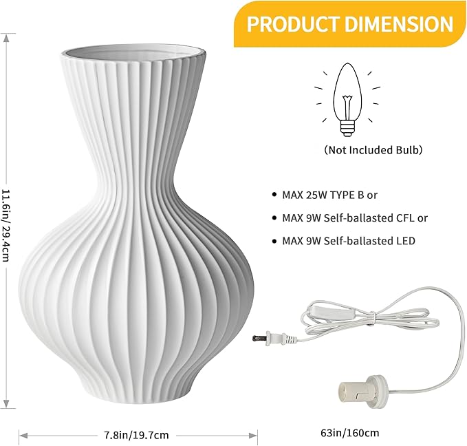 RONDURE 11.6" Modern Ceramic Table Lamp, Modern Bedside Lamps for Bedroom, Living Room and Nightstand, White Translucent Ceramic Shade, Warm Ambient Lighting, Home Decor