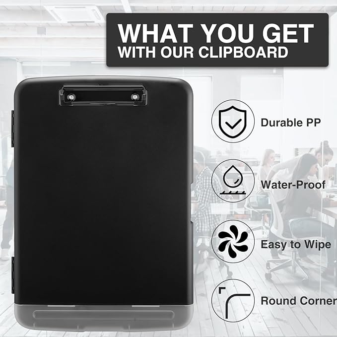 Sooez Clipboards with Storage, High Capacity Clip Boards 8.5x11 with Pen Holder, Heavy Duty Plastic Paper Organization Folder Cases, Letter / A4 Size for Nurse Teachers, School & Office Supplies