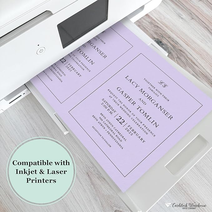 Cardstock Warehouse Pop-Tone Grapesicle Light Purple/Lavender Cardstock Paper – 25 Sheets, 8.5 x 11" – 100lb/270 GSM Premium Purple Card Stock for Die-cutting, Printing, Card Making & DIY Projects