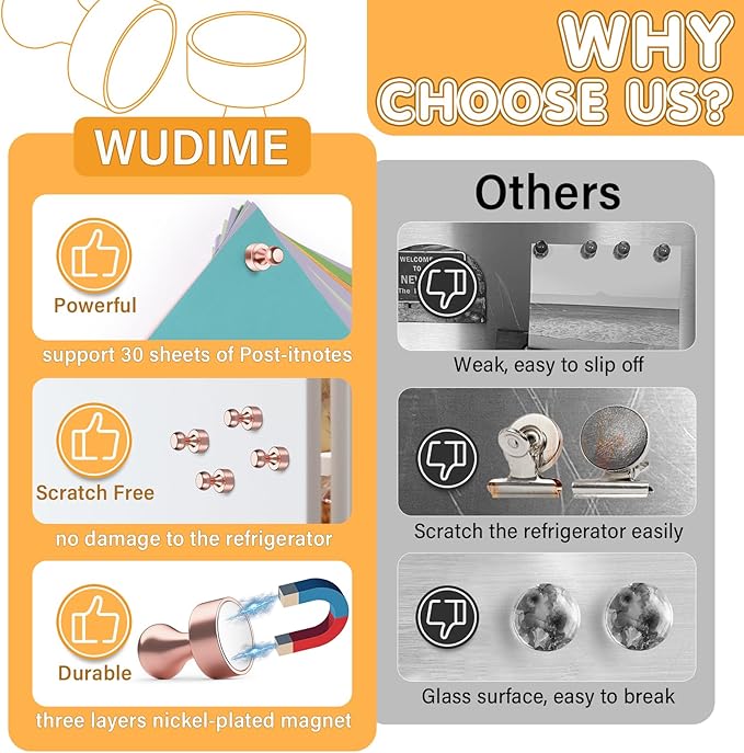 20Pcs Rose Gold Refrigerator Magnets, Strong Magnets for Whiteboard, Fridge Magnet Adults, Magnet Fridge, Small Magnets for Kitchen, Office, Classroom