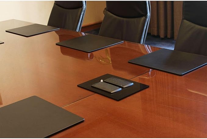 DACASSO Leatherette Conference Table Pad - Luxury Leather Desk Blotter for Writing - Padded Executive Desk Surface Protector - (Black, 17” x 14”)