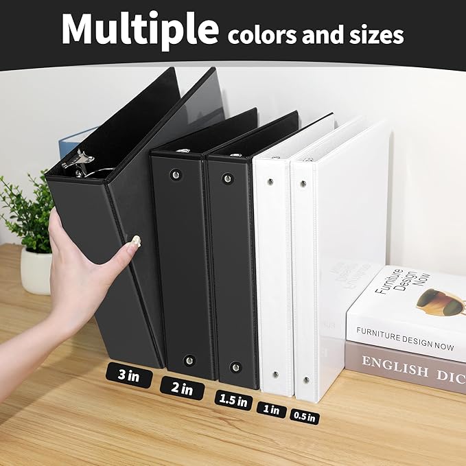 SUNEE 3 Ring Binder 1.5 Inch 1 Pack, Clear View Three Ring PVC-Free (Fit 8.5x11 Inches) for School or Office Supplies, Black