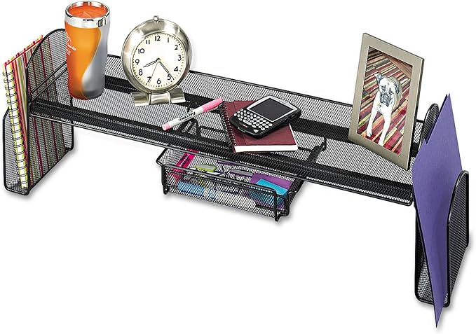 Safco Onyx Mesh Off-Surface Desk Organizer 3604BL, Black Powder Coat Finish, Durable Steel Mesh Construction