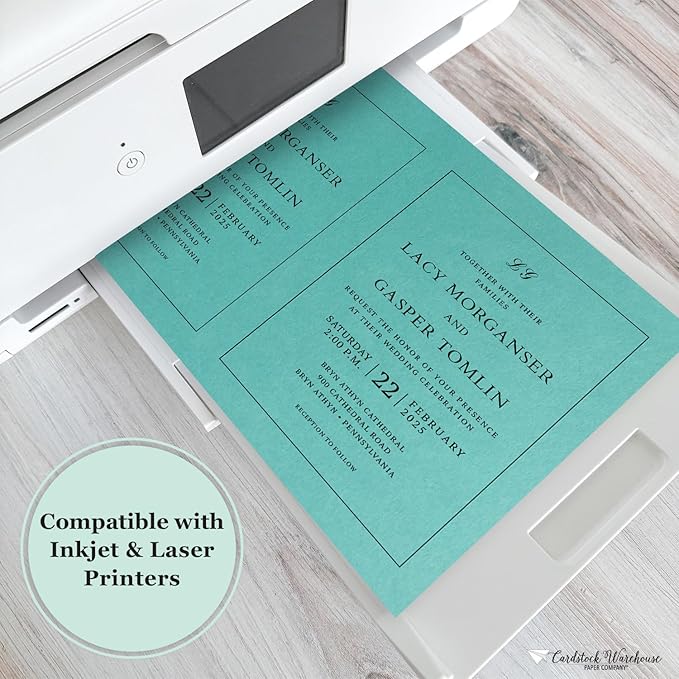 Cardstock Warehouse Pop-Tone Blu Raspberry Teal Cardstock Paper – 50 Sheets, 8.5 x 11" - 65 lb / 175 GSM Premium Teal Card Stock for Die-cutting, Crafts, Printing, Card Making and DIY Projects