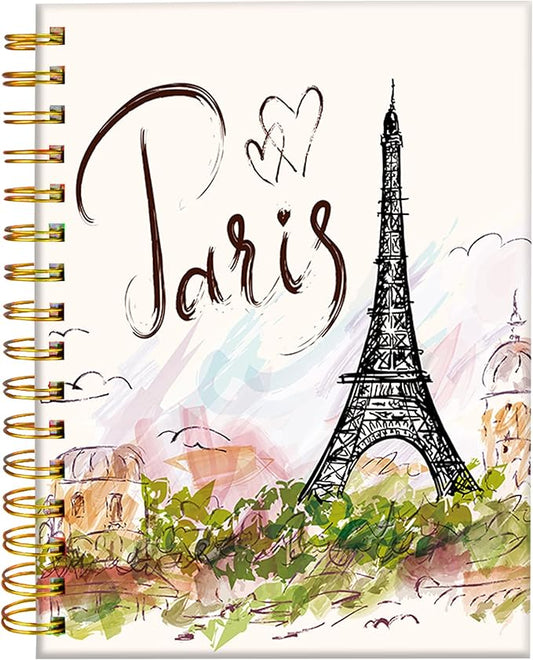 iampanda Spiral Journal Notebook,Strong Twin-Wire Binding with Premium Paper for Girl Women,60 Sheets A5 College Ruled Notebook/Journal,Perfect for School Office Home Gifts,Eiffel Tower Paris