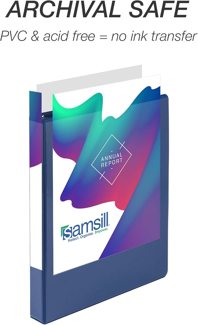 Samsill Durable 1 Inch Binder, Made in The USA, Round Ring Customizable Clear View Binder, Blue, 8 Pack (MP88432)