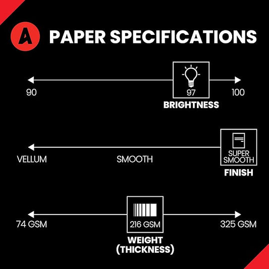 Accent Opaque White 8.5” x 11” Cardstock Paper, 80lb, 216gsm – 2,000 Sheets (8 Reams) – Premium Super Smooth Heavy Cardstock, Printer Paper for Ink Heavy Invitations, Cards, Menus, Images – 121947C
