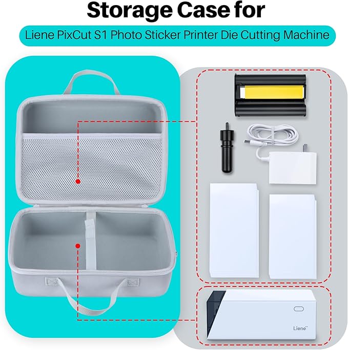 Lebakort Storage Case Compatible with Liene PixCut S1 Photo Sticker Printer Die Cutting Machine