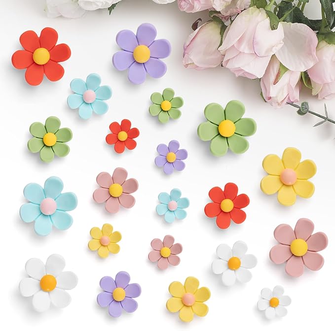 FINDMAG 21Pack Fridge Magnets, Flower Refrigerator Magnets Cute, Fun Magnet Refrigerator, 3D Flower Magnet for Office, Locker Decorations, Home, Kitchen, Whiteboard, (7 Small + 7 Medium + 7 Large)