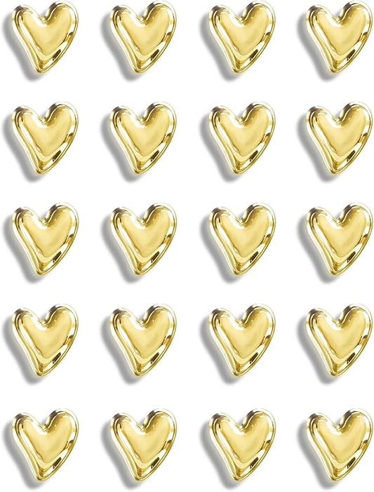 Mymazn 20Pcs Fridge Magnets Cute Refrigerator Magnets, Small Magnets for Whiteboard Cabinet Locker, Heart Decorative Magnets for Classroom Kitchen Office (Gold)