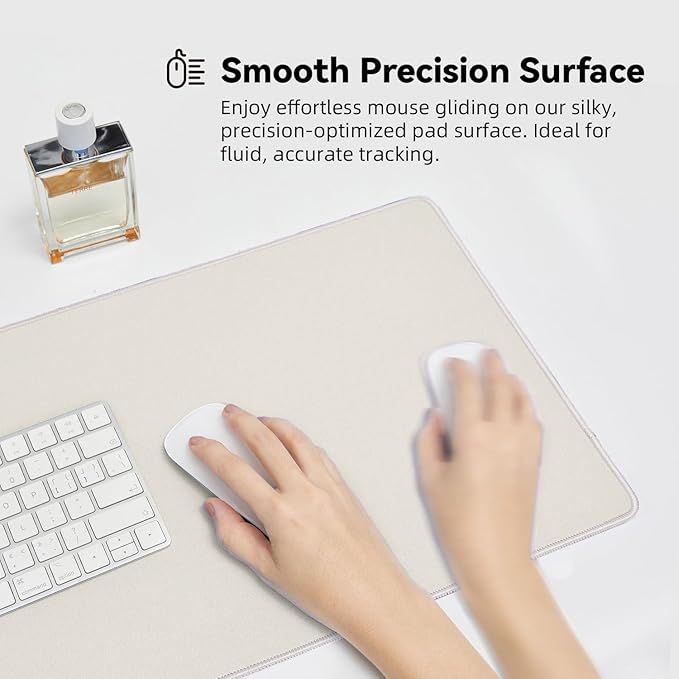 Waterproof Large Gaming Mouse Pad with Durable Stitched Edges, Non-Slip Rubber Base, Smooth Surface Mouse Mat Desk Pad for Home Office Gaming, 27.5"x11.8"x0.08", Beige