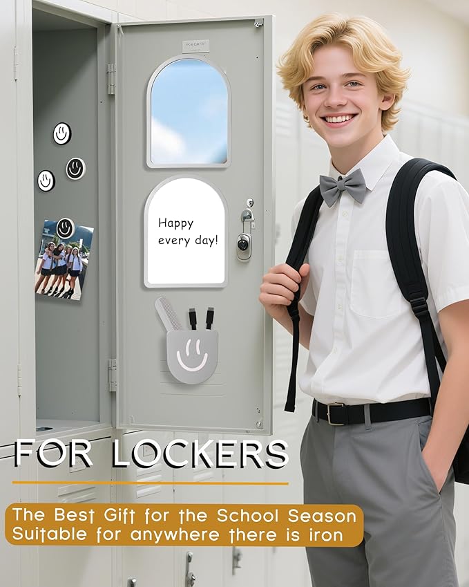 KEYDUACU 10 pcs - Locker Accessories, Locker Decorations including mirrors, whiteboards, magnets and organizing supplies. Ideal for back-to-school essentials and the office (11 Pcs-Light Gray)