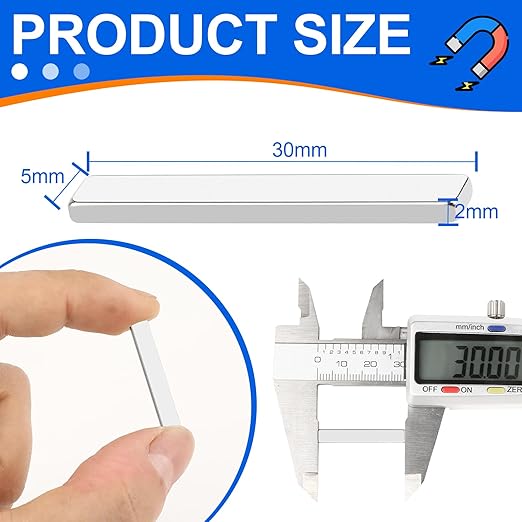 50 Pack Strong Neodymium Bar Magnets，Powerful Rare Earth Neodymium Magnets with Double-Sided Adhesive Perfect for Fridge, Garage, Kitchen, Craft, Office etc 30 x 5 x 2 mm