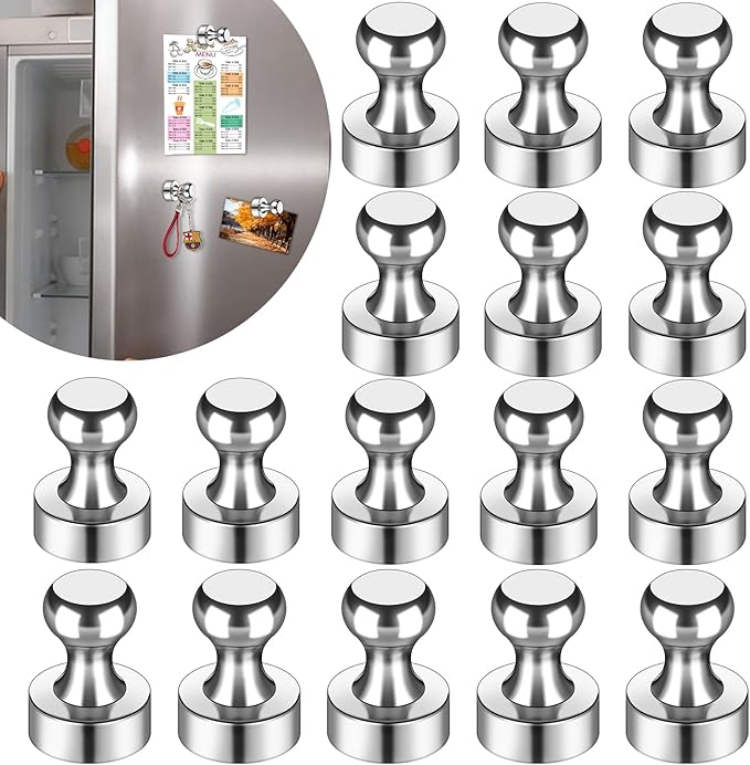 LOVIMAG 16Pcs Refrigerator Magnets for Whiteboard, Strong Fridge Magnets Adult, Small Magnetic Push Pins, Cruise Magnet for Metal Door, Fridge,Office, Classroom, Thumb Tacks Magnet for Locker