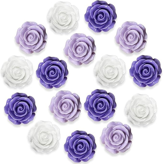 15pcs - Cute Flower Magnet, Purple Rose Magnet for Fridge and Locker, Whiteboard, and Decoration(15 pcs - Rose - Purple)