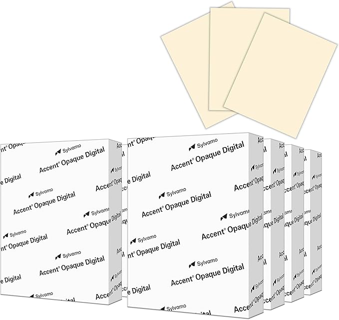 Accent Opaque Cream Printer Paper, 8.5” x 11” 28lb Bond/70lb Text Copy Paper – 2,000 Sheets (8 Reams) – Premium Computer Paper with Smooth Finish – 97 Bright, 104gsm – Warm White Copy Paper – 188176C