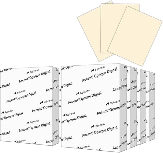 Accent Opaque Cream Printer Paper, 8.5” x 11” 28lb Bond/70lb Text Copy Paper – 2,000 Sheets (8 Reams) – Premium Computer Paper with Smooth Finish – 97 Bright, 104gsm – Warm White Copy Paper – 188176C