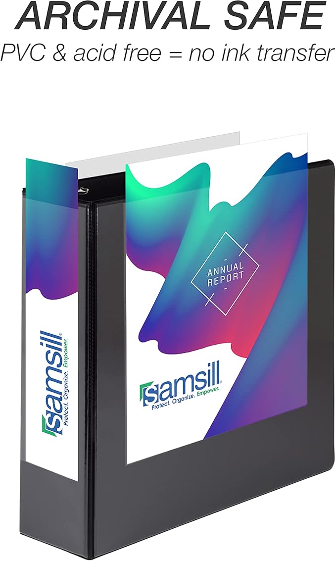 Samsill Durable 3 inch 3 Ring Binder, Made in USA, D Ring Binder, FSC 100% Recycled Chipboard, Black, 12 Pack
