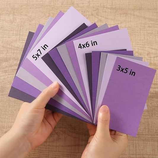 50 Sheets Colored Cardstock Paper 5 Colors Blank Flash Cards, 250 GSM Heavy Card Stock for DIY Art Projects, Cards (Purple, 4x6)