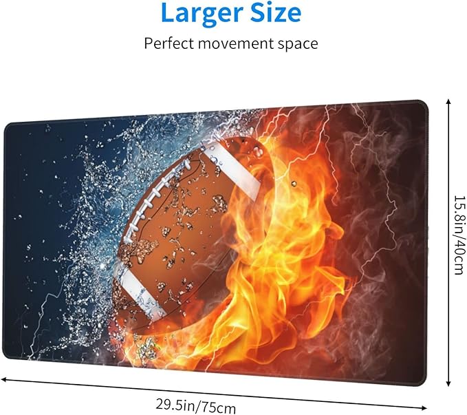 Boys Large Mouse Pad with Football Pattern, 29.5"x15.8" Sports Desk Mat Extended Gaming Mousepad with Non-Slip Rubber Base, Waterproof Computer Keyboard Laptop Desk Pad for Adult Kids Office Home Work