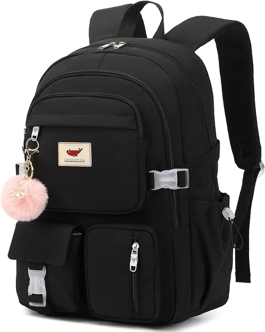 LXYGD Laptop Backpack 15.6 Inch Kids Elementary Middle High School Bag College Backpacks Anti Theft Travel Back Pack Large Bookbags for Teens Girls Women Students (Black)