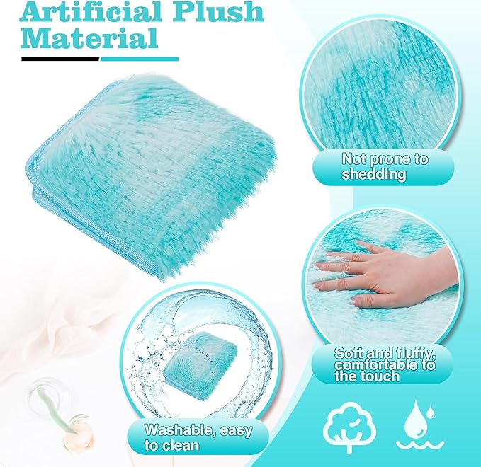 2 Pcs School Locker Rugs - Tie-dye 12 Inch Square Locker Decorations for Girls, Anti-Slip Fluffy Faux Fur Area Carpet for Middle School Locker Decor Aesthetic Nail Photography, Blue
