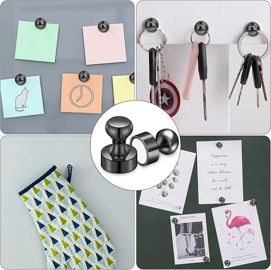 LOVIMAG Fridge Magnets for Office Accessories, 20 Pcs Black Refrigerator Magnets for Office Organization, Small and Strong Push Pin Magnet for Whiteboard,Classroom,Kitchen,Locker Etc