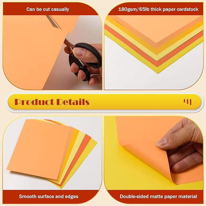 MixTeach 240 Sheets Assorted Yellow Cardstock Paper 8.5 x 11" Medium Thick Card Stock 180gsm/65lb Printable Kraft Paper for Boho Themed Scrapbooking, Card Making, Invitations, DIY Art Craft Supplies