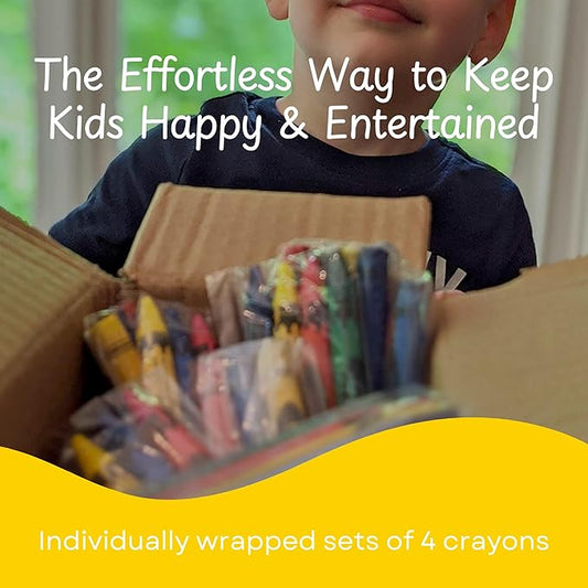 CrayonKing 25 Sets of 4-Packs (100 Bulk Crayons) – Non-Toxic, Individually Wrapped, Perfect for Parties, Restaurants, Classrooms & More