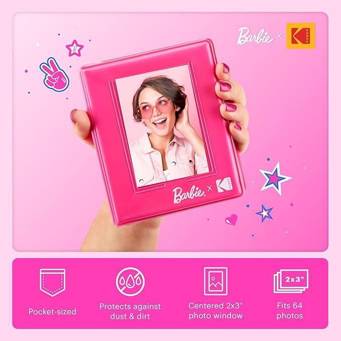KODAK x Barbie Step Slim Wireless Instant Portable Photo Mobile Printer Gift Bundle (Signature Style)+ Barbie Camera Case, Photo Album, Sticker & Hanging Frames, 50 Stickers + Zink Paper (20 Sheets)