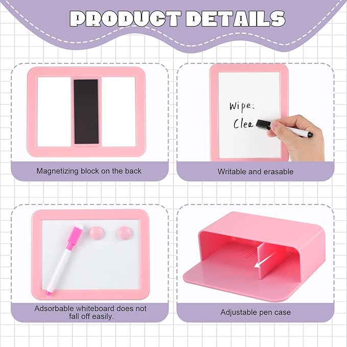abcGoodefg Pink Locker Accessories, Cute Locker Organizer Shelf Locker Decorations for Girls for School Locker with Magnetic Locker Mirror and Whiteboard, Magnetic Pen Holder