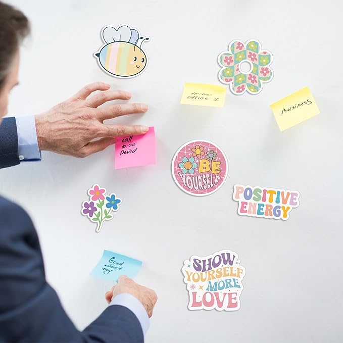 Frienda 16 Pieces Locker Magnets for Girls Cute Inspirational Magnets for Whiteboard Motivational Fridge Positivity Quote Car Sticker Waterproof Locker Classroom Home(Preppy Style)