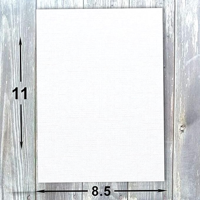 Hamilco White Resume Linen Textured Cardstock Paper – 8 1/2 x 11" Blank Thick Heavy Weight 80 lb Cover Card Stock for Printer - 50 Pack (Bright White)