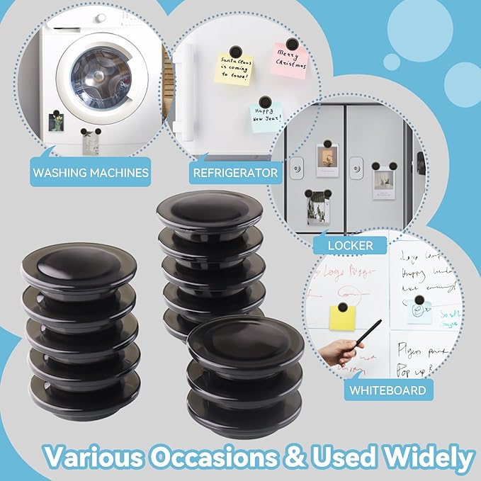 ZDZBLX Fridge Magnets 28 Pack, Strong Refrigerator Magnets Small Heavy Duty Mini Magnet, Cute Round Magnets for Whiteboard Fridge Locker Classroom Office Use, Decorative Black Magnet for Home, School