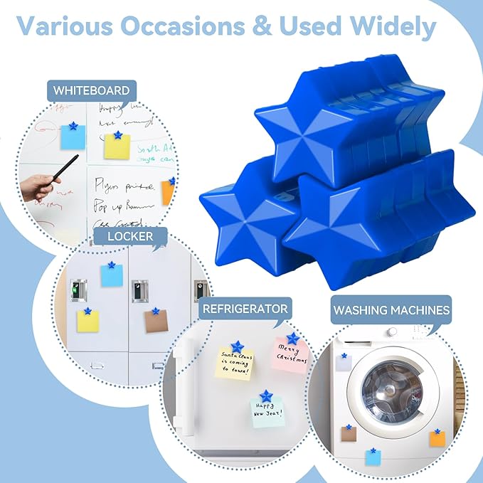 ZDZBLX 30 Pack Blue Fridge Magnets, Strong Refrigerator Magnets, Small Heavy Duty Magnets for Whiteboard, Cute Decorative Star Mini Magnet for Fridge, Office, Kitchen, Classroom, Home, Locker, Craft