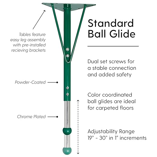 FDP Rectangle Activity School and Office Table (30 x 60 inch), Standard Legs with Ball Glides, Adjustable Height 19-30 inches - Maple Top and Green Edge