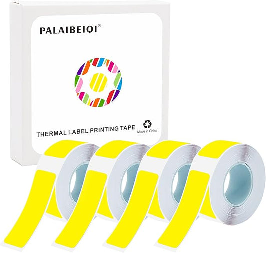 Thermal Label Tape Colored 14x40mm Yellow Printable Return Address Labels 14mm Waterproof Stickers Compatible with D30 Portable Thermal Printer, 4 Rolls, 640pcs, 0.55"x1.57"