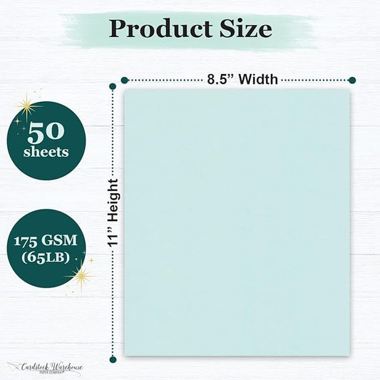 Cardstock Warehouse Pop-Tone Sno Cone Light Blue Cardstock Paper – 50 Sheets, 8.5 x 11" - 65 lb / 175 GSM Premium Blue Card Stock for Die-cutting, Crafts, Printing, Card Making and DIY Projects