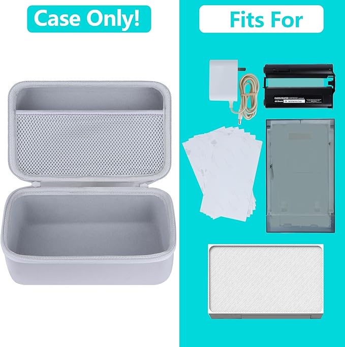 Hard Case Replacement for Liene 4x6'' Photo Printer Full-Color Portable Instant Photo Printer (White Case)