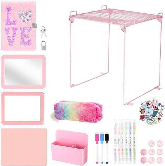 25PCS Locker Organizer Accessories, Pink Locker Accessories Kit, Girls Lockers Decorations, Magnetic Locker Accessories Set, Locker Decor, Back to School Essentials, with Locker Shelf, etc.