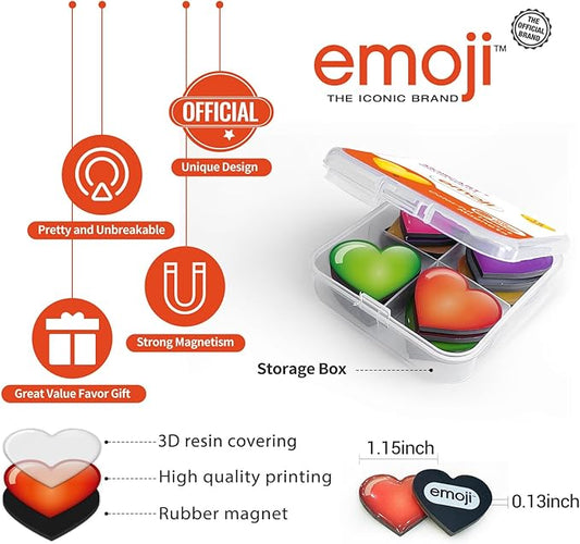 MORCART 16Pcs Fridge Magnets Heart Emoji Refrigerator Magnets Colorful Magnets for Locker Whiteboard Cute Decorative Magnets for Classroom Kitchen Office Gifts for Teachers Family and Friends (Heart)