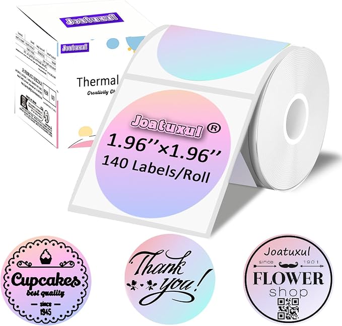 2 inch Round Thermal Labels for T50M/M110/M120/M220/M221 Label Maker, Thermal Printer Labels for Barcode, Shipping, Customized, Circle Direct Thermal Stickers 140 PCS/1 Roll, Dream Purple
